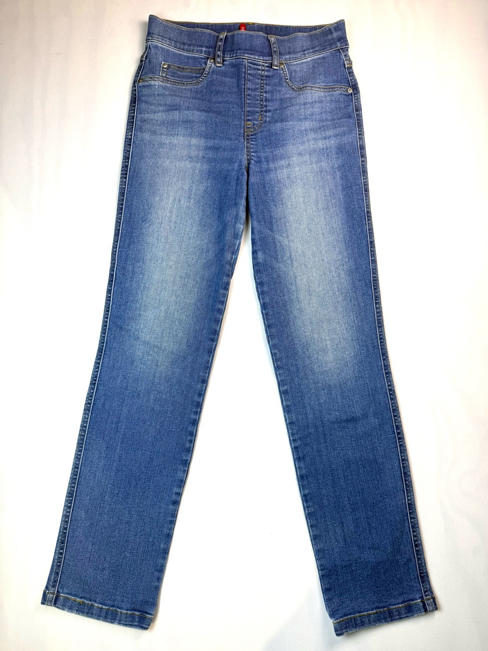 Spanx Light Wash Pull On Shaping Jeans High Rise Straight‎ Leg Small
